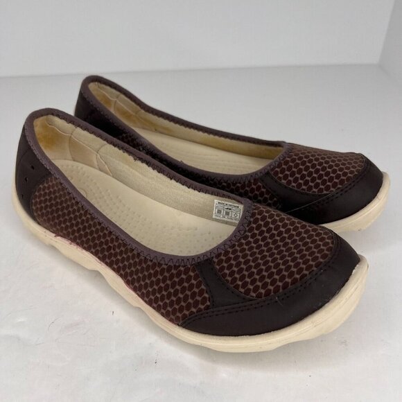 Crocs Womens Brown Duet Busy Day Ballet Flats Round Toe Size 9 Slip On Shoes - Picture 2 of 9